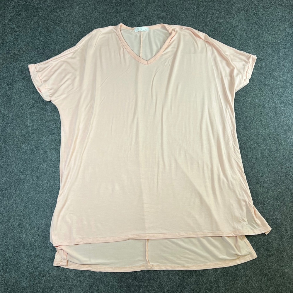 Stella Luce‎ Womens Peach Pink V-Neck High Low Tunic Top Size Medium Made in USA